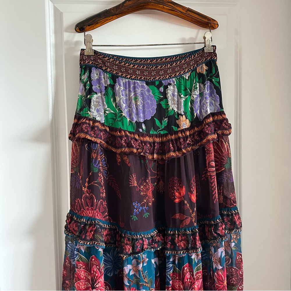 Farm Rio Floral Mix Ruffle Maxi Skirt - Picture 2 of 8